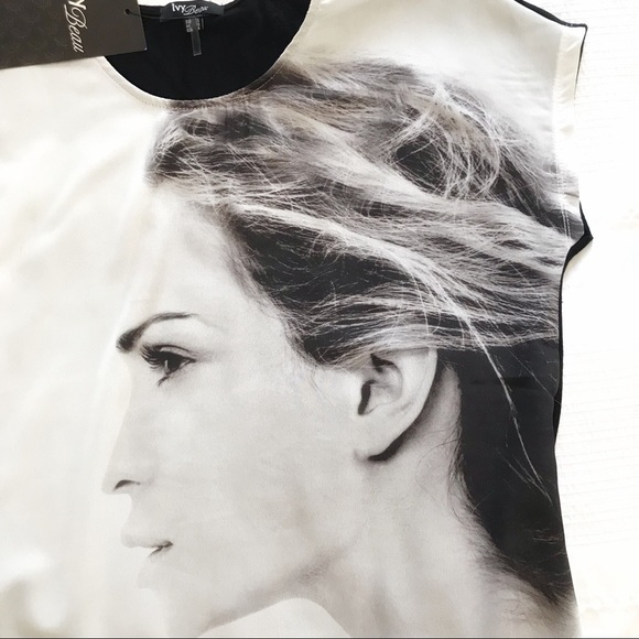 IVY BEAU BLACK WHITE PANELLED GRAPHIC SHORT TEE T-SHIRT TOP - Picture 9 of 10